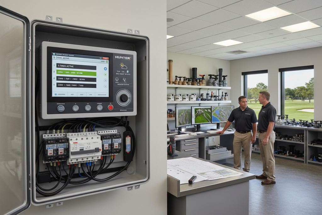 Hunter HC flow monitoring controller programming 5-zones with weather integration