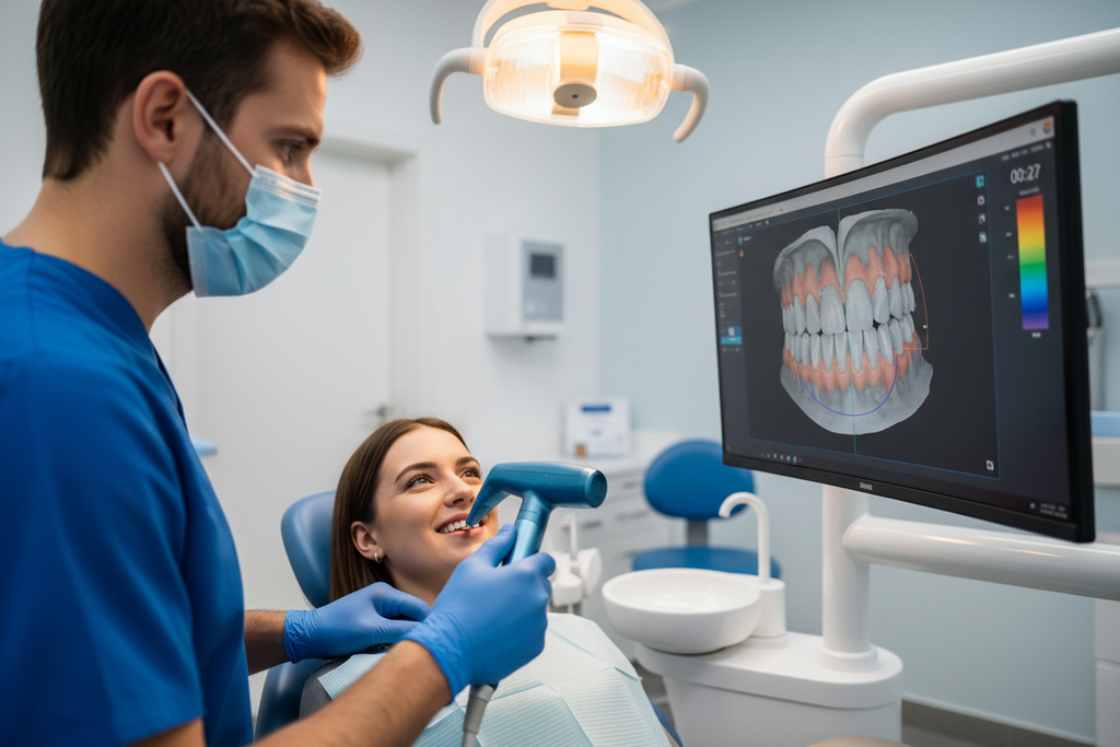 CEREC Primescan intraoral scanner capturing patient's smile in 30 seconds