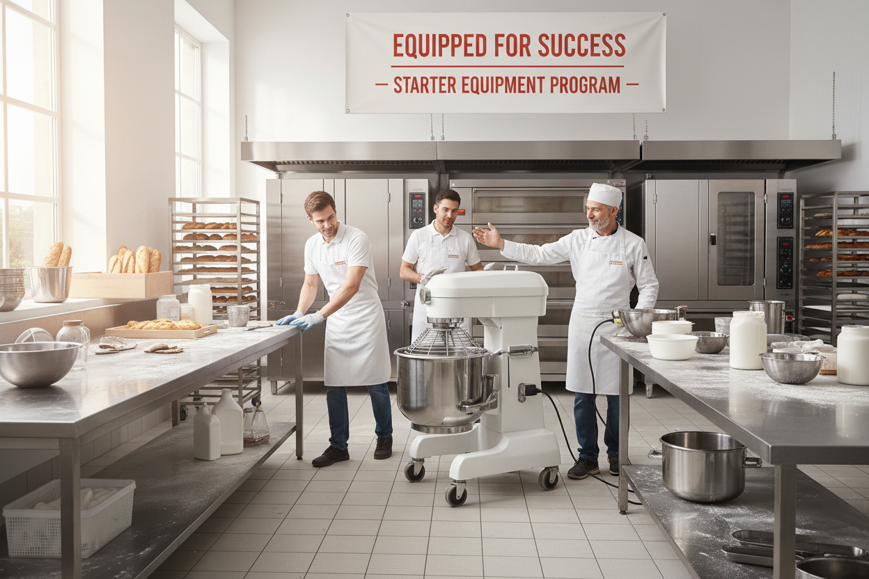 New commercial mixer arriving at bakery funded through starter equipment program