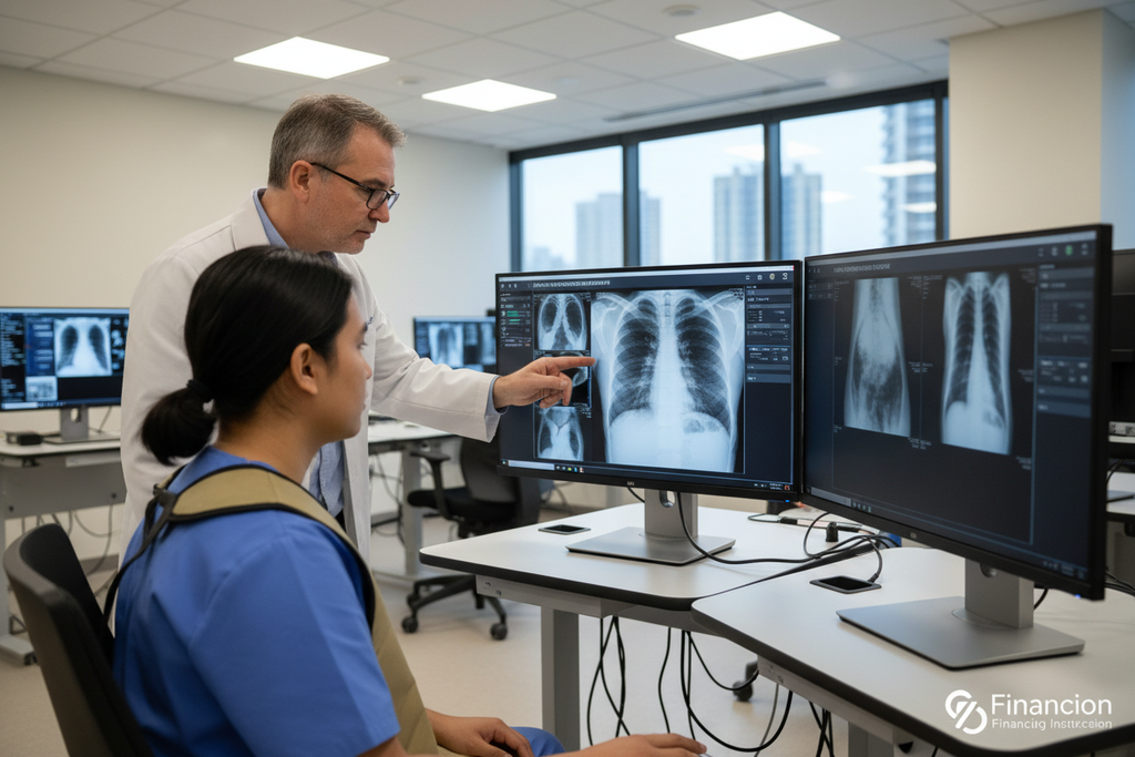 Radiology technician training on financed PACS system integration workflow