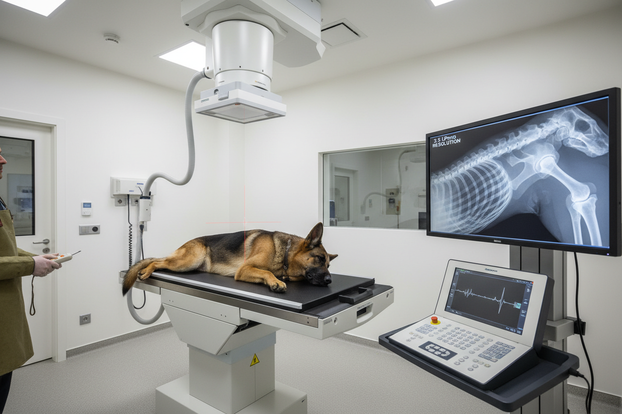 Wireless DR panel capturing 2.5LP/mm resolution canine thoracic spine views