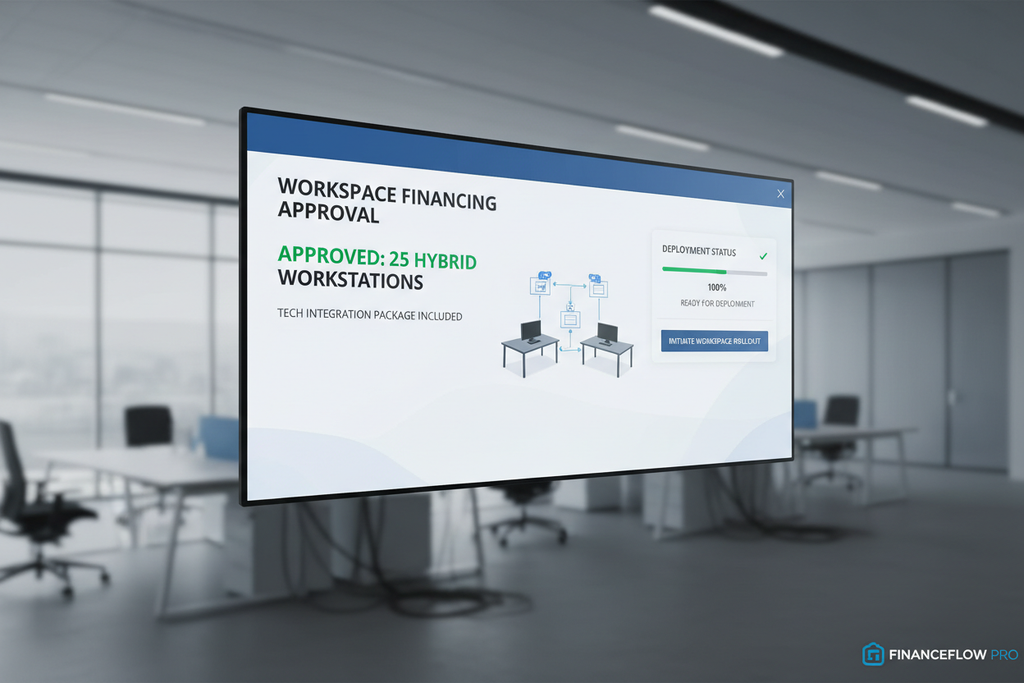 Workspace financing approval covering 25 hybrid workstations with tech integration