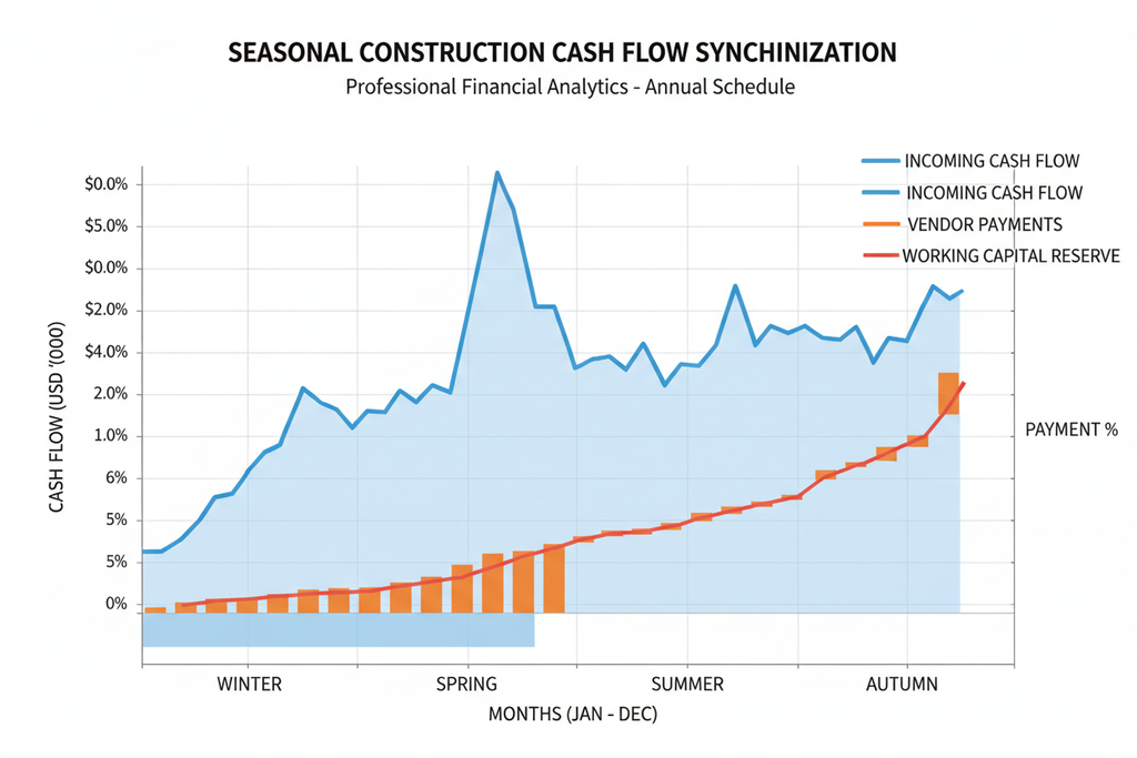 Payment schedule chart showing seasonal construction cash flow synchronization
