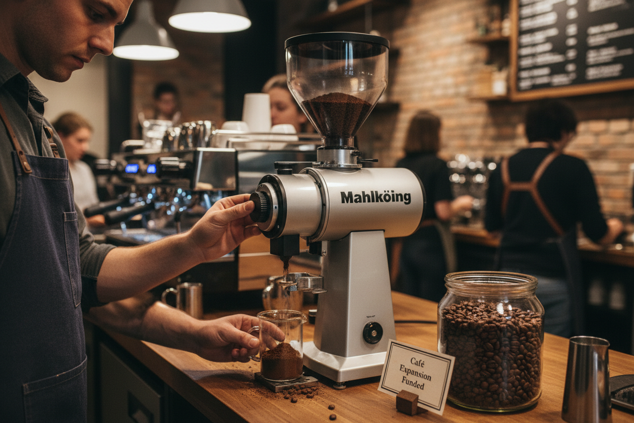 Mahlkönig grinder dialing in single origin pour-over funded through cafe expansion