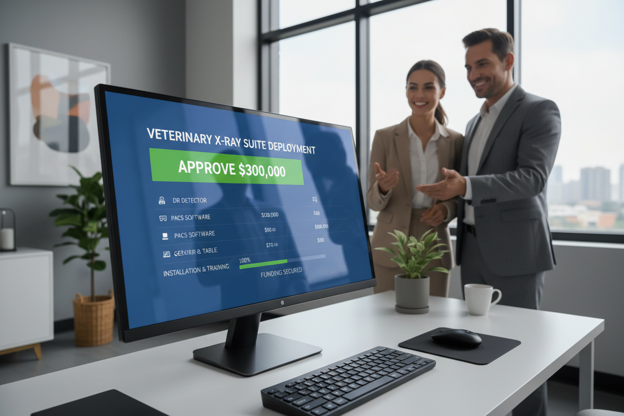 Vet clinic financing portal approving $300K digital X-ray suite deployment